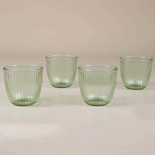 Ποτήρια Νερού Splendid (Σετ 4Τμχ) 127RKL1183 8,6x8,6x8,5cm 290ml Green Hermia Γυαλί