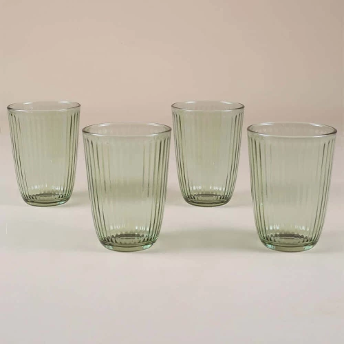 Ποτήρια Νερού Splendid (Σετ 4Τμχ) 127RKL1180 8,5x8,5x12cm 395ml Green Hermia Γυαλί