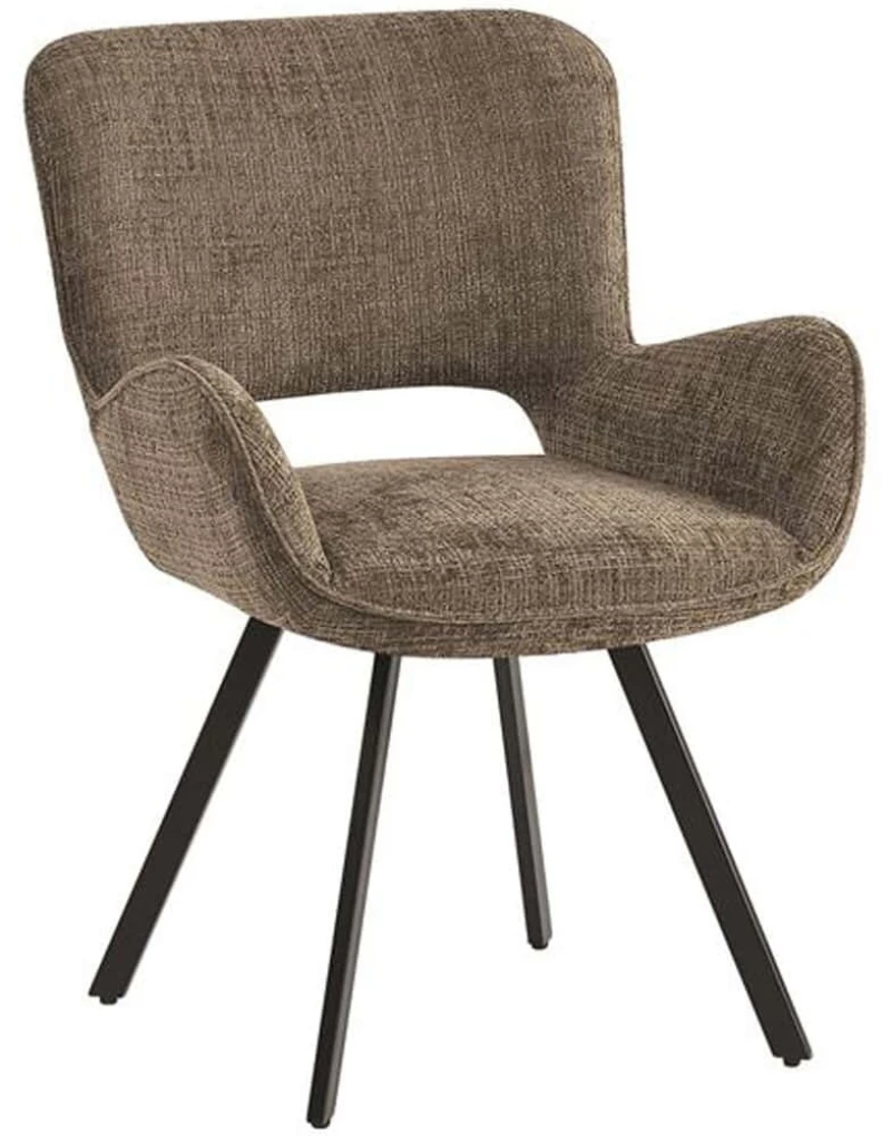 Πολυθρόνα Περιστρεφόμενη Veta ΕΜ7918,3 58x58x84cm Brown-Black Μέταλλο,Ύφασμα