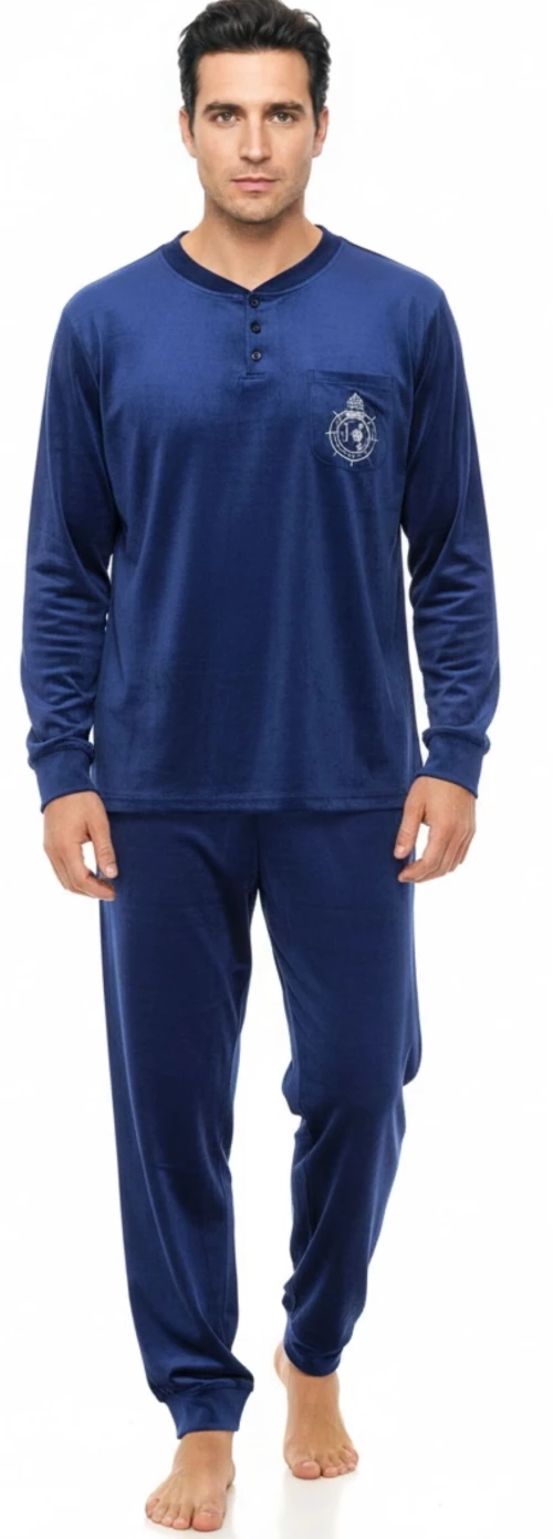 Ανδρικές Βελουτέ Πυτζάμες Lovelx Navy Blue 6348