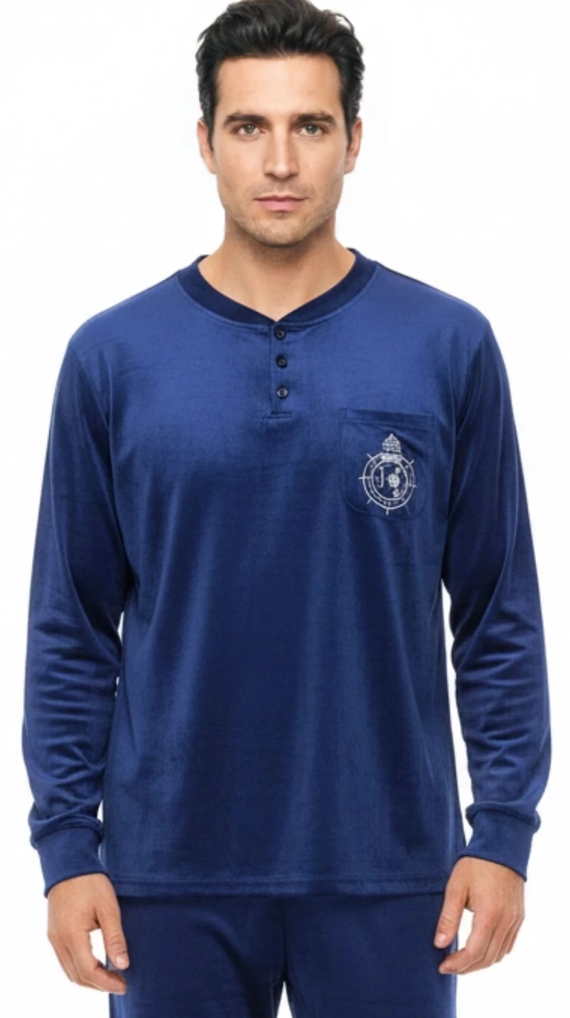 Ανδρικές Βελουτέ Πυτζάμες Lovelx Navy Blue 6348