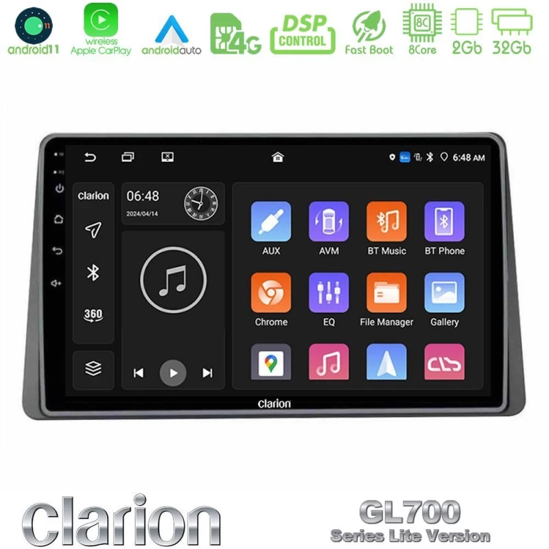 Clarion Gl700 Lite Series Dacia Duster 2022-2024 8core Android11 2+32gb Navigation Multimedia Tablet 9" με Carplay & Android Auto με Carplay & Android Auto u-G72l-Dc2501