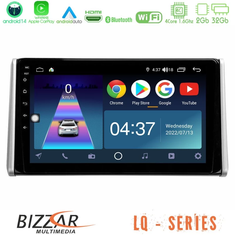 Bizzar lq Series 4core Android14 2+32gb Toyota Rav4 2019-2023 Navigation Multimedia Tablet 10" με Carplay & Android Auto u-lq-Ty0542