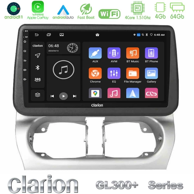 Clarion Gl300+ Series 4core Android11 4+64gb  Opel Corsa C/combo c Navigation Multimedia Tablet 9" u-Gl34-Op1707