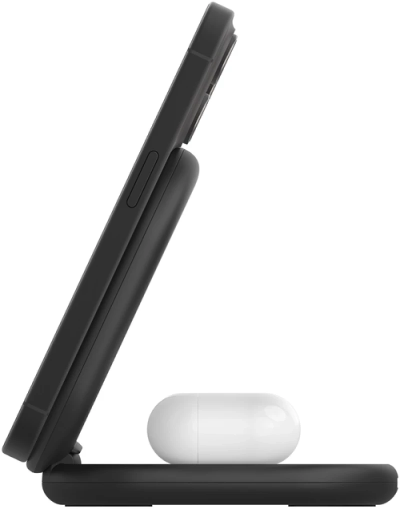 Belkin WIZ028VFBK BOOST^CHARGE™ 2-in-1 Qi2 15W Magnetic Foldable Wireless Charging Stand, Black