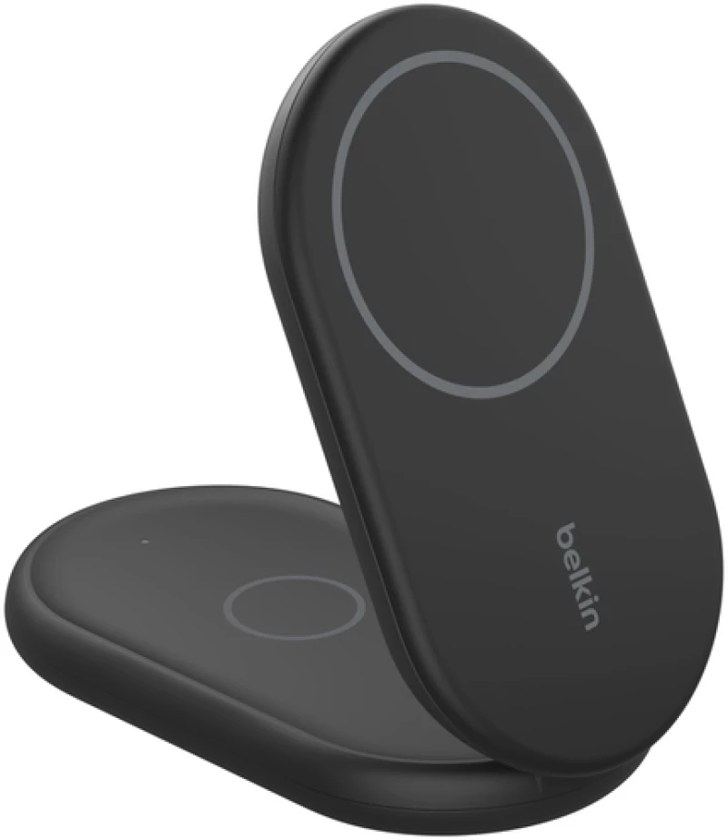 Belkin WIZ028VFBK BOOST^CHARGE™ 2-in-1 Qi2 15W Magnetic Foldable Wireless Charging Stand, Black
