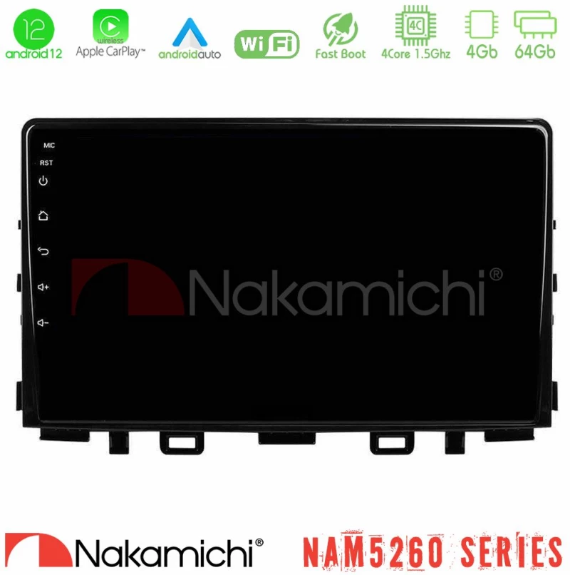Nakamichi Nam5260 Series 4core Android13 4+64gb kia Stonic Navigation Multimedia Tablet 9" με Carplay & Android Auto u-n44-Ki0545
