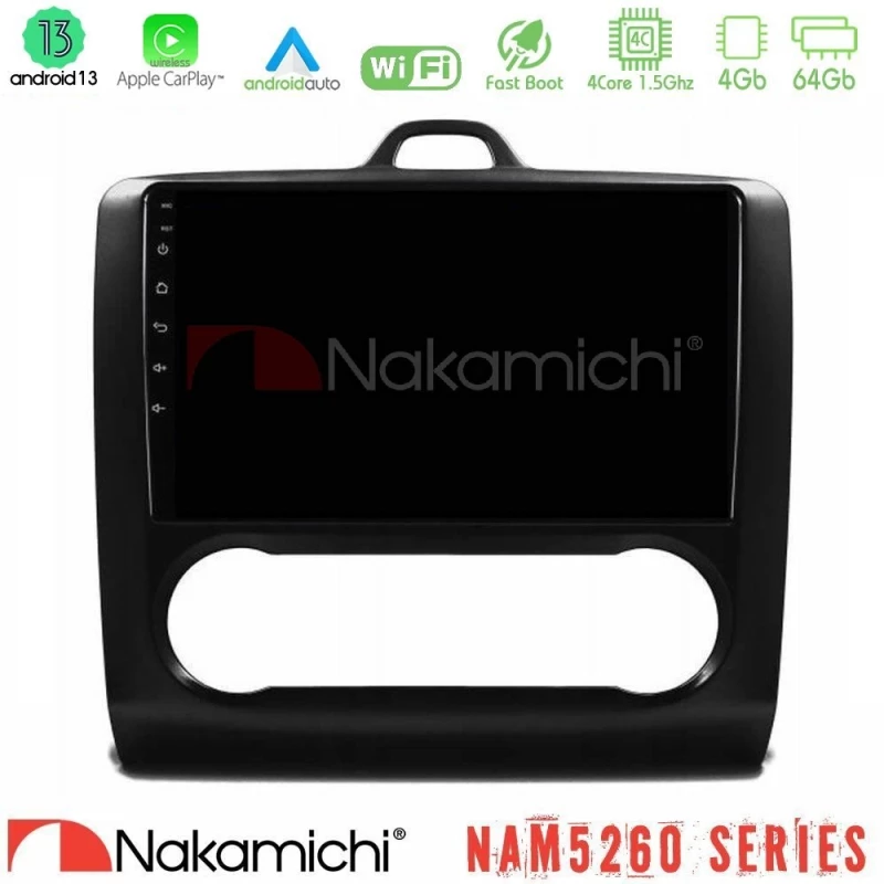 Nakamichi Nam5260 Series 4core Android13 4+64gb Ford Focus Auto ac Navigation Multimedia Tablet 9" με Carplay & Android Auto u-n44-Fd0041ab