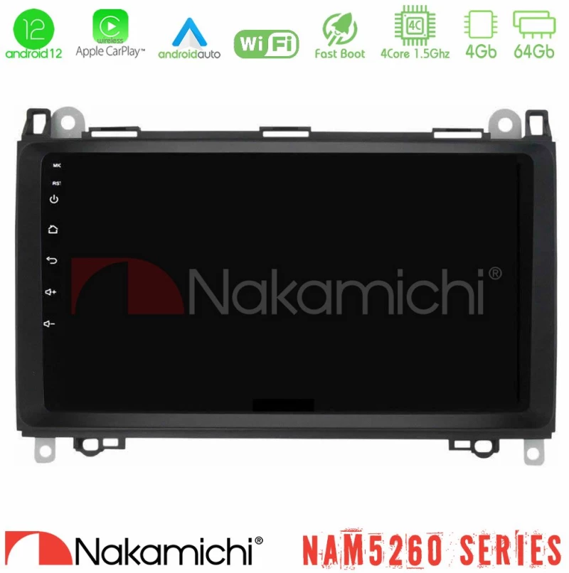 Nakamichi Nam5260 Series 4core Android13 4+64gb Mercedes A/b/vito/sprinter Class Navigation Multimedia Tablet 9" με Carplay & Android Auto u-n44-Mb0759