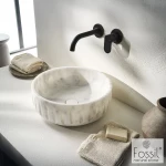 Fossil Orin Επιτραπέζιος Μαρμάρινος Νιπτήρας Ø 39εκ Carrara Nuovo