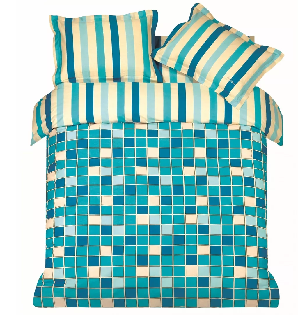 ΠΑΠΛ/ΘΗΚΗ ΣΕΤ Υ/Δ SQUARES(BLUE)  220x240cm 2*50x70cm 100%COTTON - -