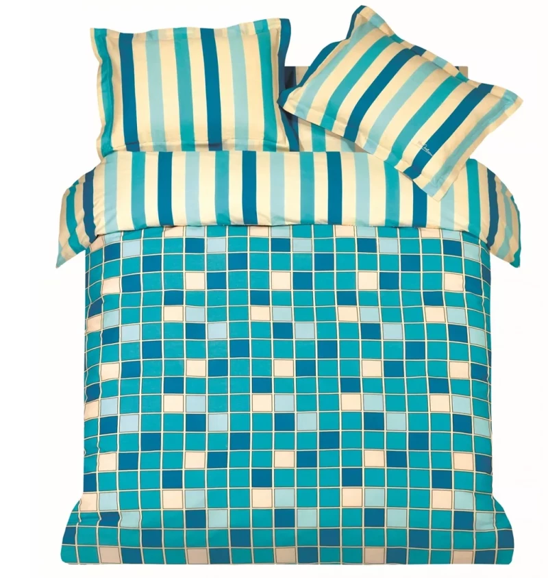 ΠΑΠΛ/ΘΗΚΗ ΣΕΤ Υ/Δ SQUARES(BLUE)  220x240cm 2*50x70cm 100%COTTON - -