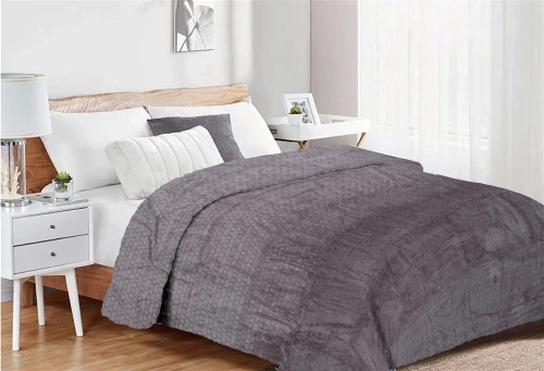 Κουβέρτα Coral Fleece Jacquard Brick 06 220X240 Grey 100% Polyester - -