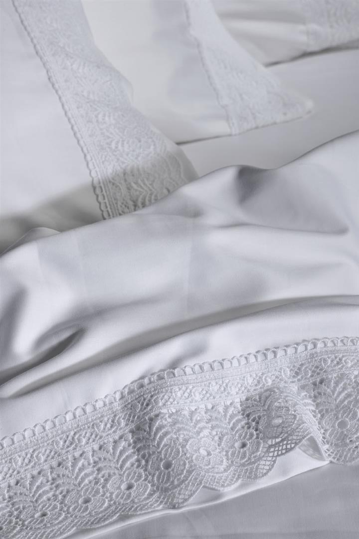 Σετ Σεντόνια Down Town με Δαντέλα White - King 275 x 290