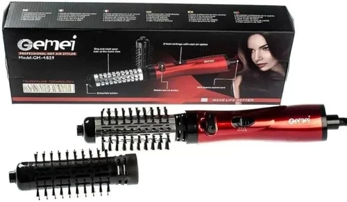 Gemei GM‑4829 Ηλεκτρική Περιστρεφόμενη Βούρτσα Μαλλιών 1000W – Ισιωτική & Μπούκλες Styling
