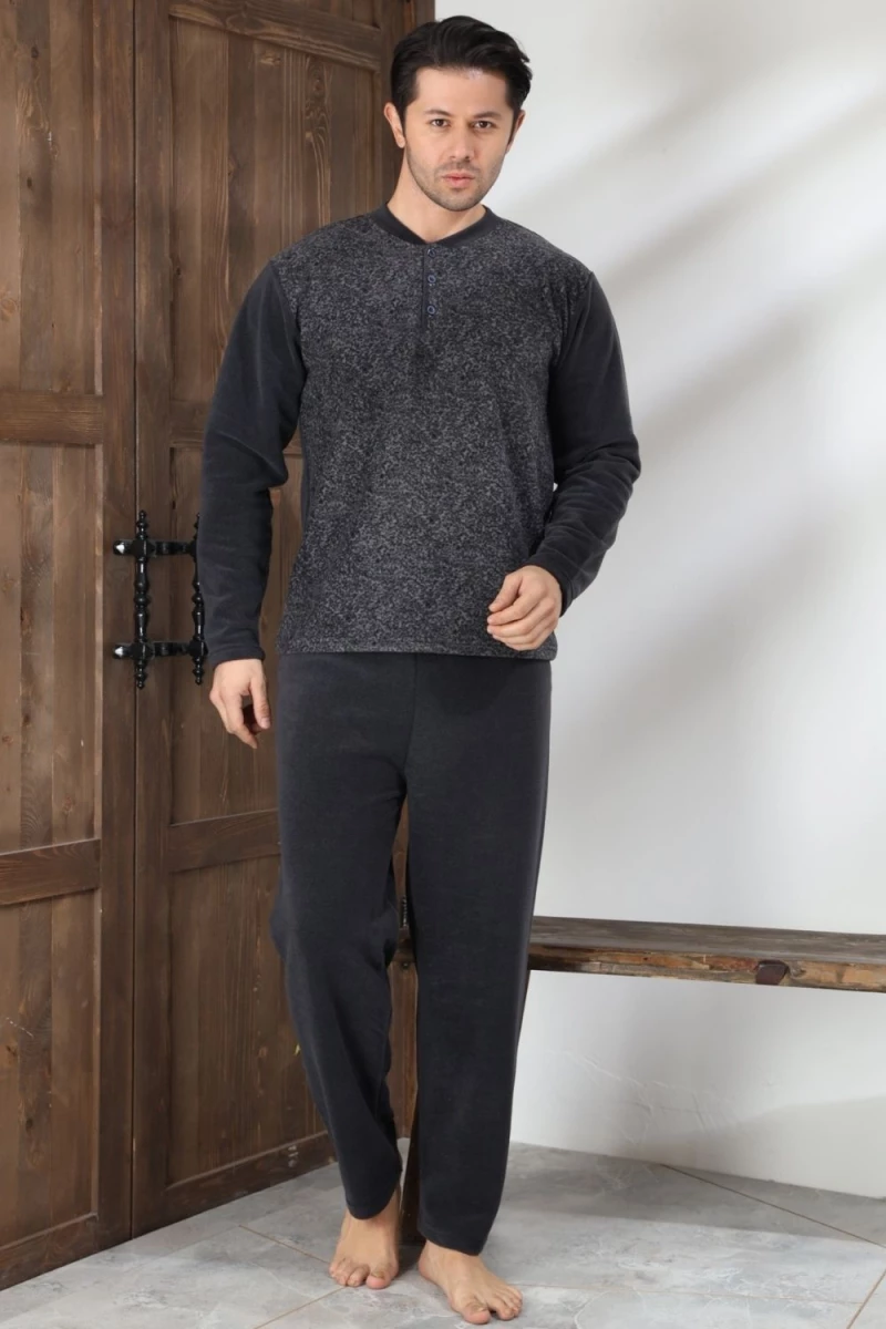 Ανδρική Πιτζάμα Fleece W0658 - ΜΑΥΡΟ