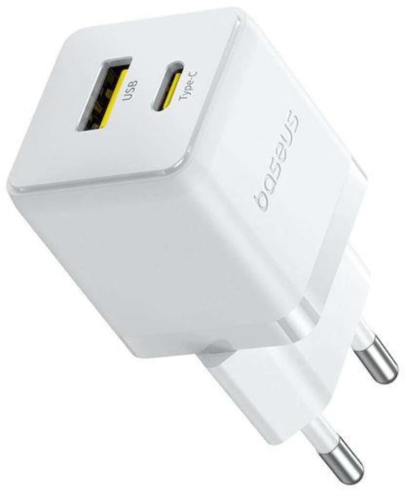 BASEUS PALM ΦΟΡΤΙΣΤΗΣ ΓΡΗΓΟΡΗΣ ΦΟΡΤΙΣΗΣ, 2 ΘΥΡΕΣ, 30W, ΛΕΥΚΟΣ