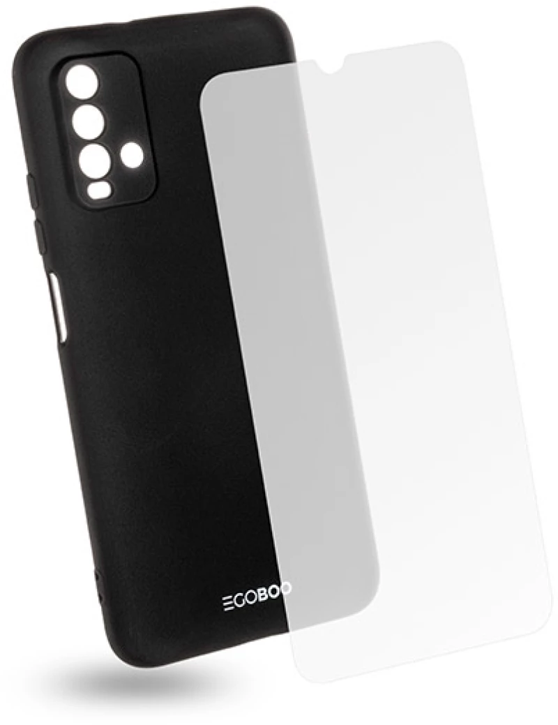 EGOBOO backcover for  Xiaomi Redmi 9T, Black + Tempered Glass