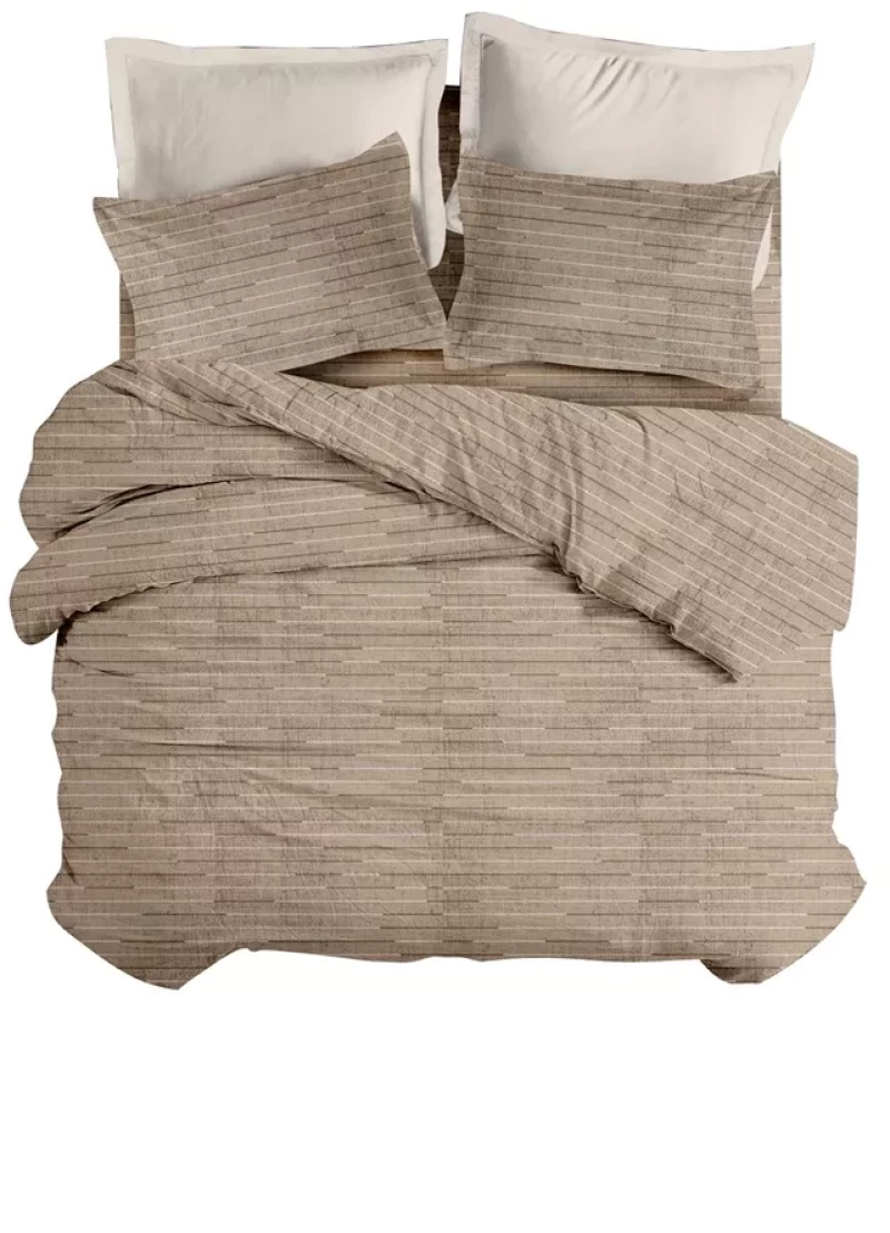 ΣΕΤ ΣΕΝΤ KING FLAT LINES  (BROWN3) 2*260x280cm  2* 50x70cm FLANEL 100%COT - -