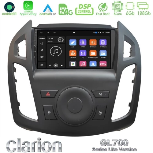 Clarion Gl700 Lite Series 8core Android11 6+128gb Ford Transit Connect Navigation Multimedia Tablet 9" με Carplay & Android Auto u-G76l-Fd2854