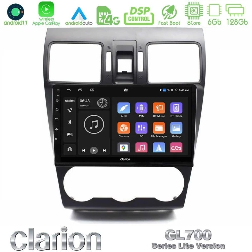 Clarion Gl700 Lite Series 8core Android11 6+128gb Subaru Forester 2015-2018 Navigation Multimedia Tablet 9" με Carplay & Android Auto u-G76l-Su0797