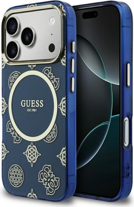 Guess Iml Peony Dot MagSafe Back Cover Θήκη για iPhone 17 Pro - Blue