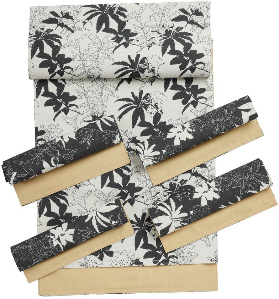 Runner Με Σουπλά 0868 (Σετ 5τμχ) Black-White Das Home 45X180 Λινό-Πολυέστερ