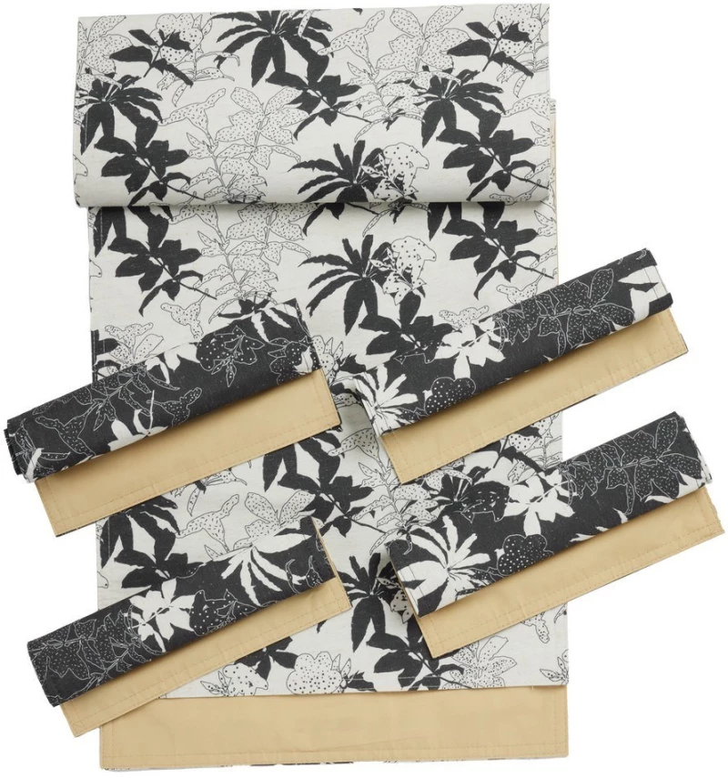 Runner Με Σουπλά 0868 (Σετ 5τμχ) Black-White Das Home 45X180 Λινό-Πολυέστερ