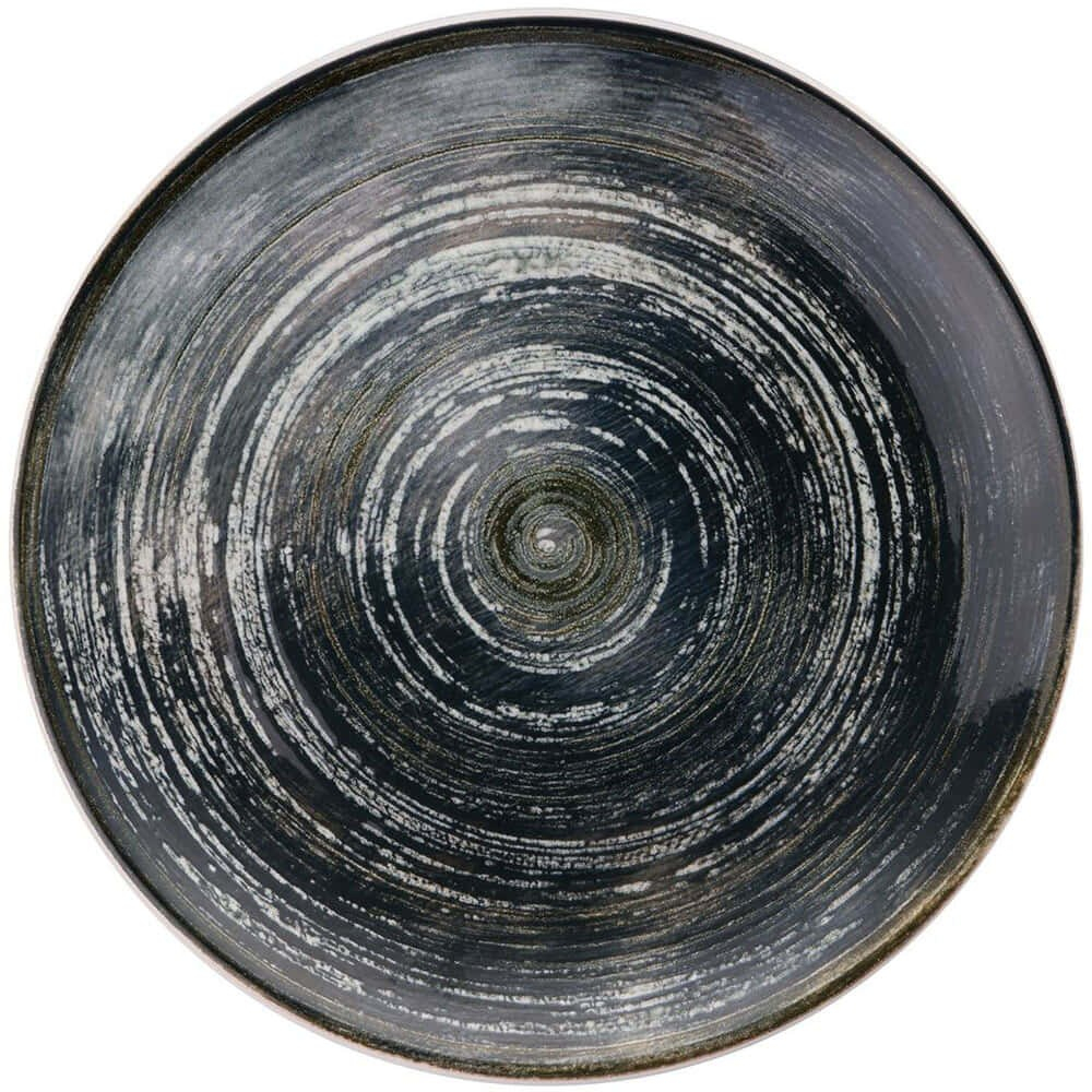 Πιάτο Ρηχό Spiral Dark (Σετ 6Τμχ) 471PST1168 25,5x25,5x2,5cm Black Hermia Κεραμικό