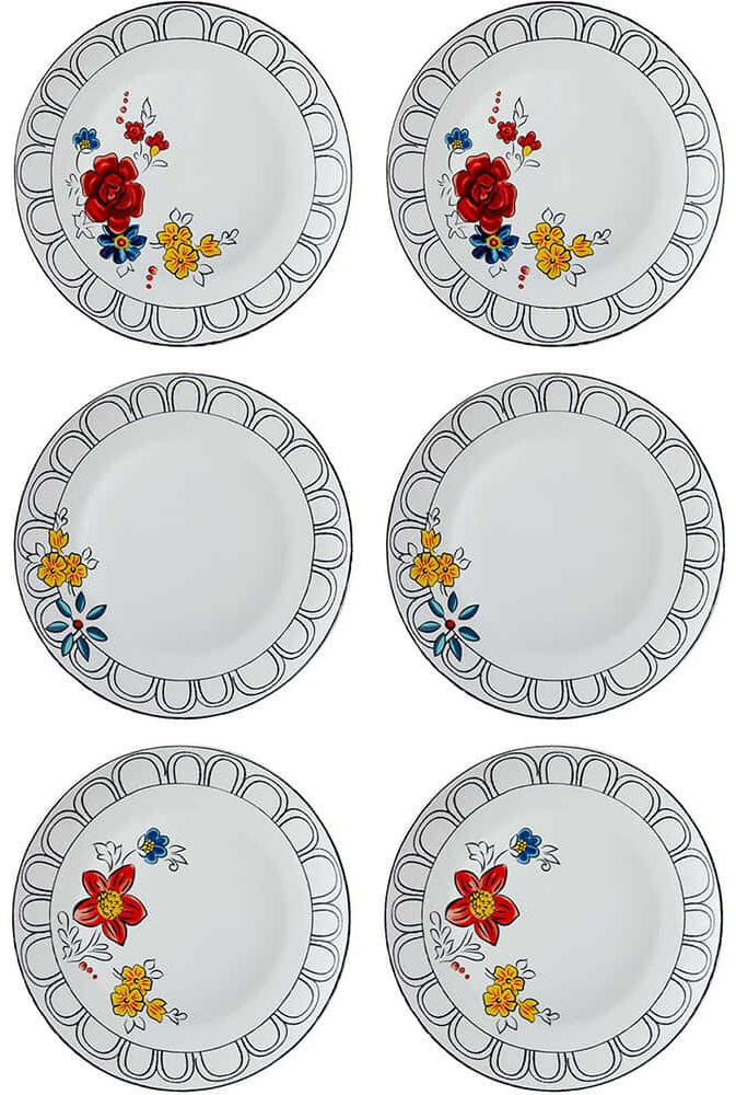 Πιάτο Ρηχό (Σετ 6Τμχ) 280TMA2250 27x27x2cm Multi Hermia Πορσελάνη