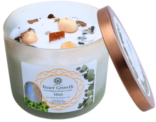 Κερί με Πολύτιμους Λίθους Gemstone Candle Inner Growth Mint 256g