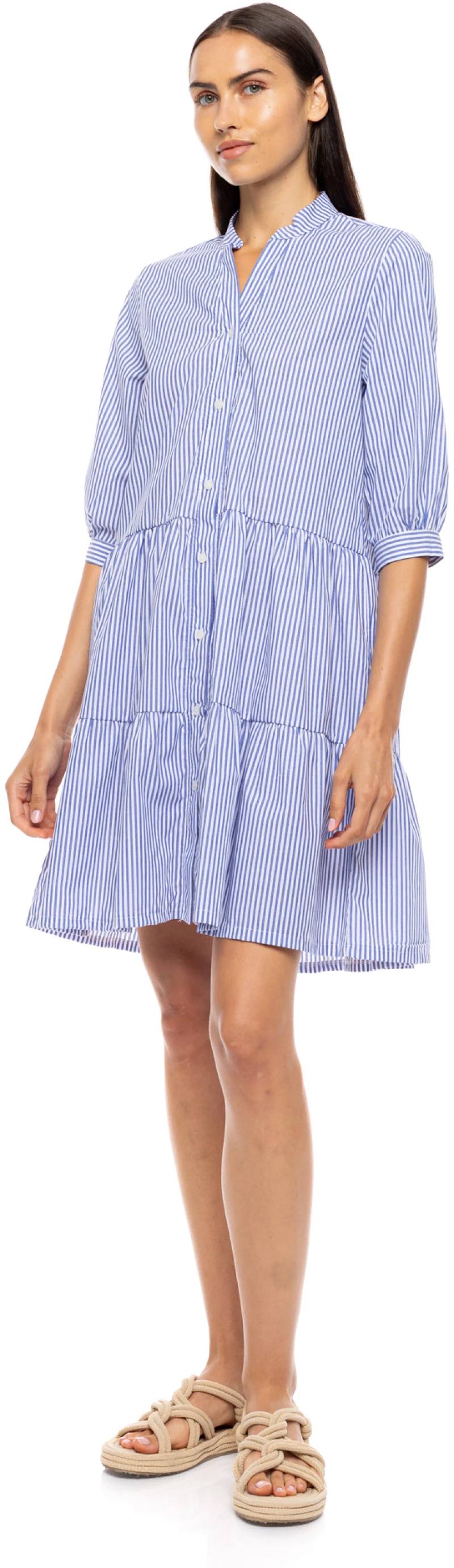 Γυναικείο Φόρεμα Pink Label -  MARINA STRIPE - 3/4 Μανίκι - Σεμιζιέ - Cotton