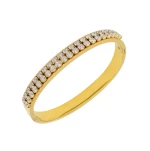 Ατσάλινη χειροπέδα με διπλή σειρά λευκών ζιργκόν (BA1009)