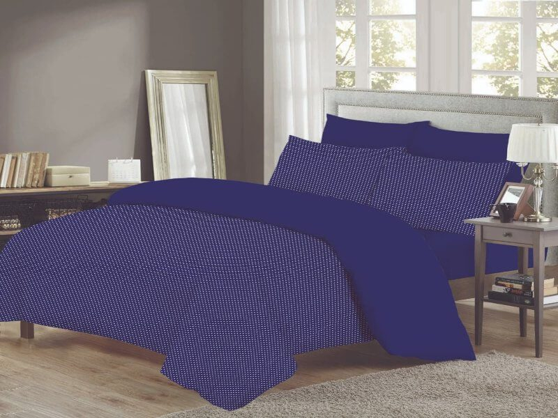 Σετ Σεντόνια 100% Βαμβακερά Royal Blue Πουά Γαρύφαλλο - 160x260