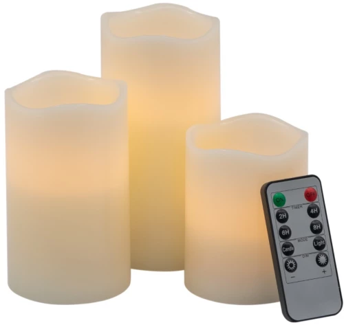 Artekko Flame Μπεζ Κεριά Led με Τηλεχειριστήριο (7.6x7.6x15.2)cm 3pcs Artekko 480307-IVORY