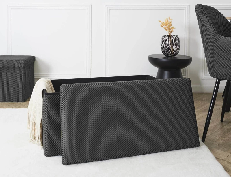 Σκαμπό-μπαούλο Atom Home Deco Factory - 76x38x38cm - Γκρι