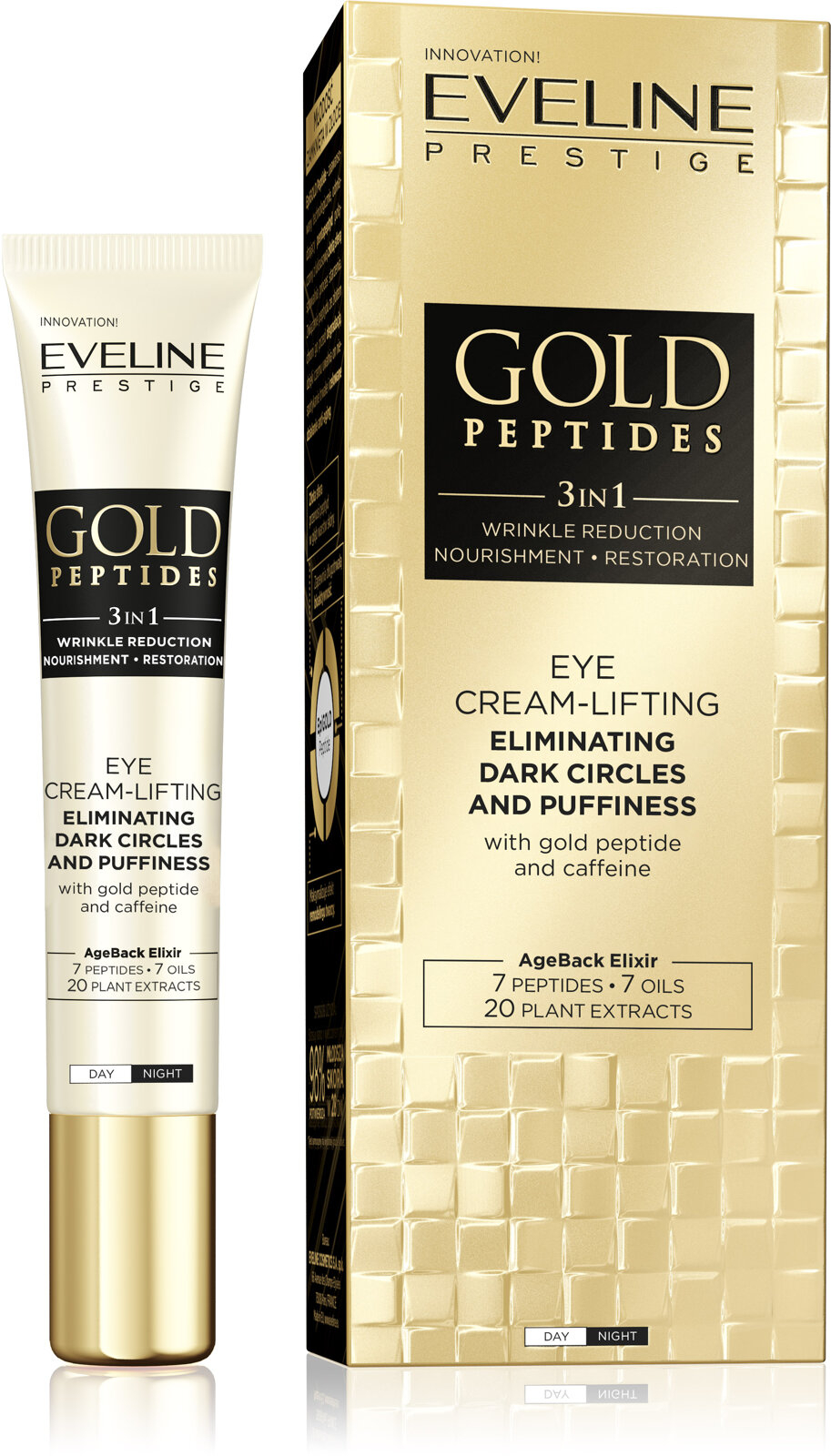 Eveline Gold Peptides 3in1 EYE LIFTING Cream with Golden Peptide and Caffeine 20ml