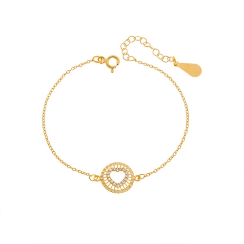 Βραχιόλι Γυναικείο Senza από επιχρυσωμένο ασήμι 925, καρδιά