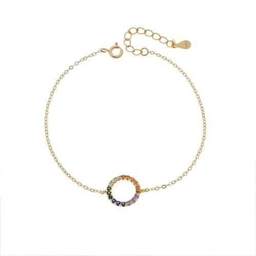 Βραχιόλι Γυναικείο Senza από επιχρυσωμένο ασήμι 925, κύκλος περίγραμμα με ζιργκόν