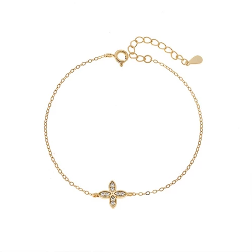 Βραχιόλι Γυναικείο Senza από επιχρυσωμένο ασήμι 925, σταυρουδάκι