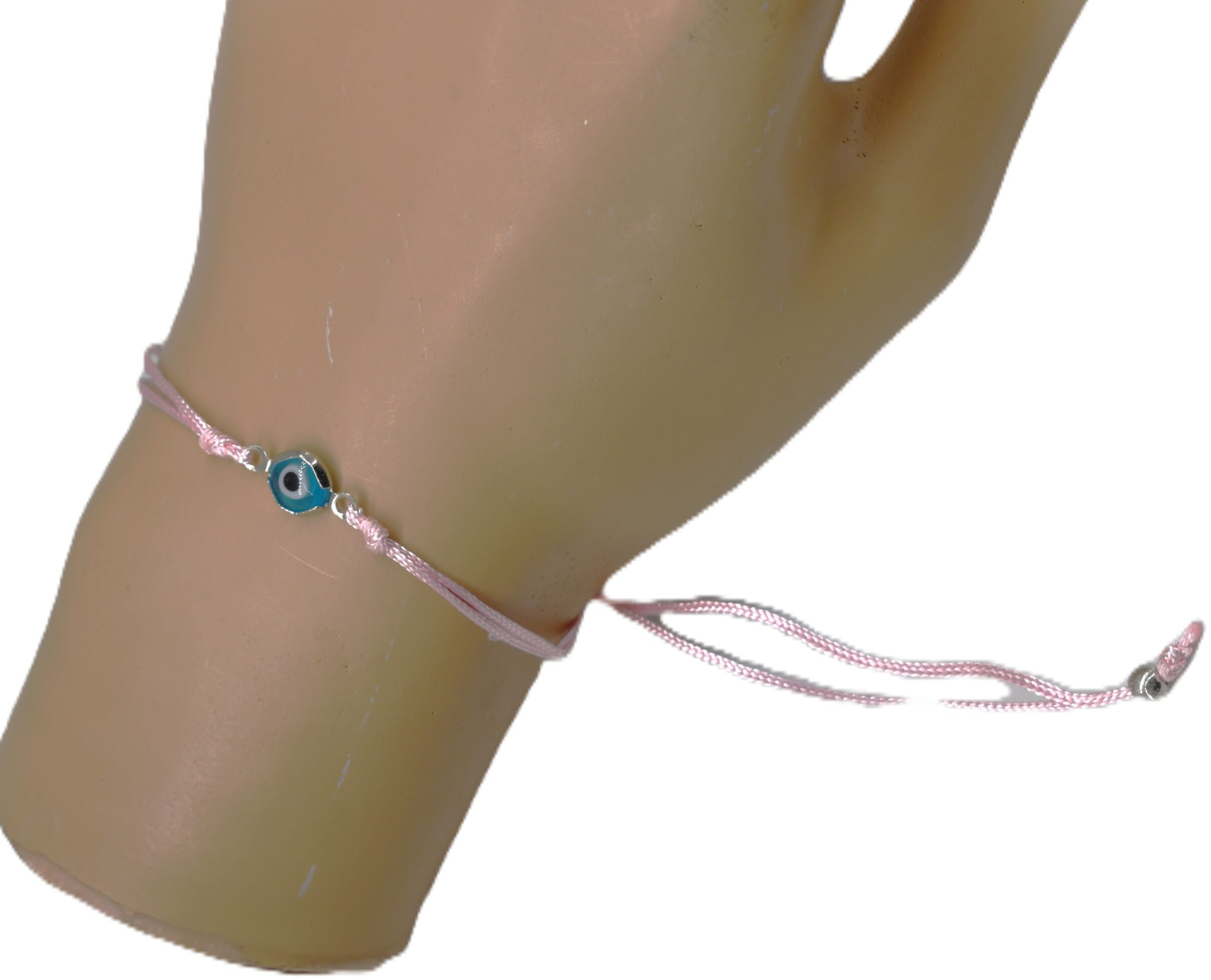 Elegant Γυναικείο Βραχιόλι με σχέδιο ματάκι Μπλέ  και ροζ κορδόνι κ.BR24-1173