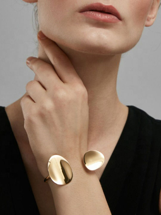 Ατσάλινο Βραχιόλι Χειροπέδα με Ασύμμετρα Στοιχεία   k.Α3196 gold