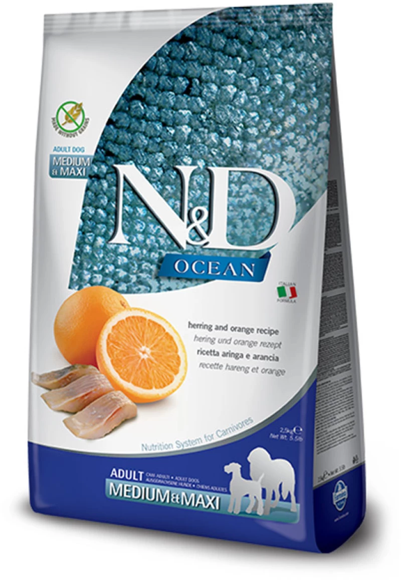 N+D Dog Ocean Herring + Orange Adult Medium + Maxi 2,5kg