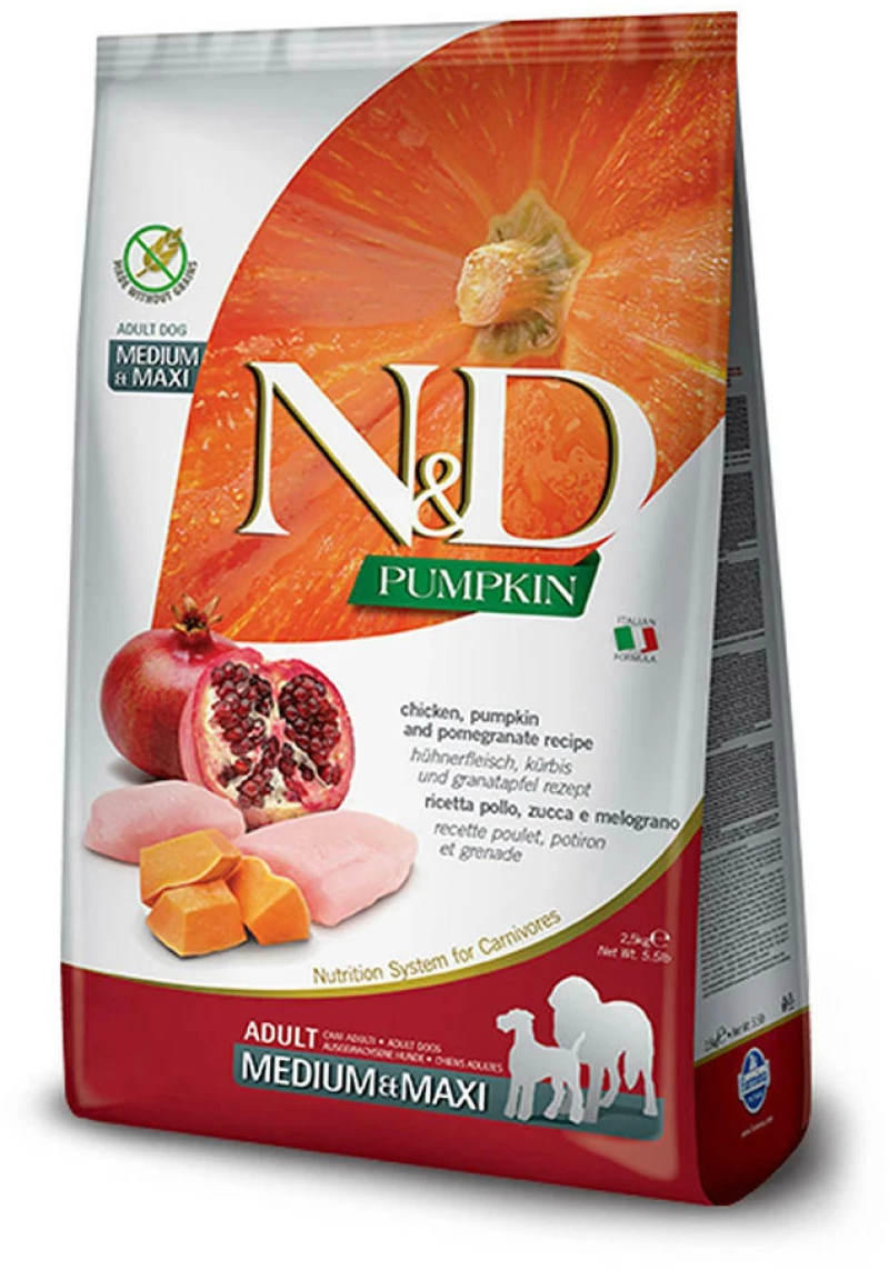 N+D Dog Pumpkin Chicken + Pomegranate Adult Medium and Maxi 2,5kg