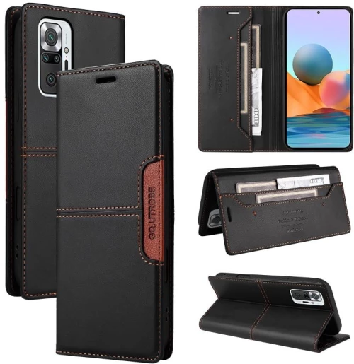 Για Redmi Note 10 Pro 4G GQUTROBE G01 RFID Anti-theft Δερμάτινη θήκη τηλεφώνου (Μαύρο)