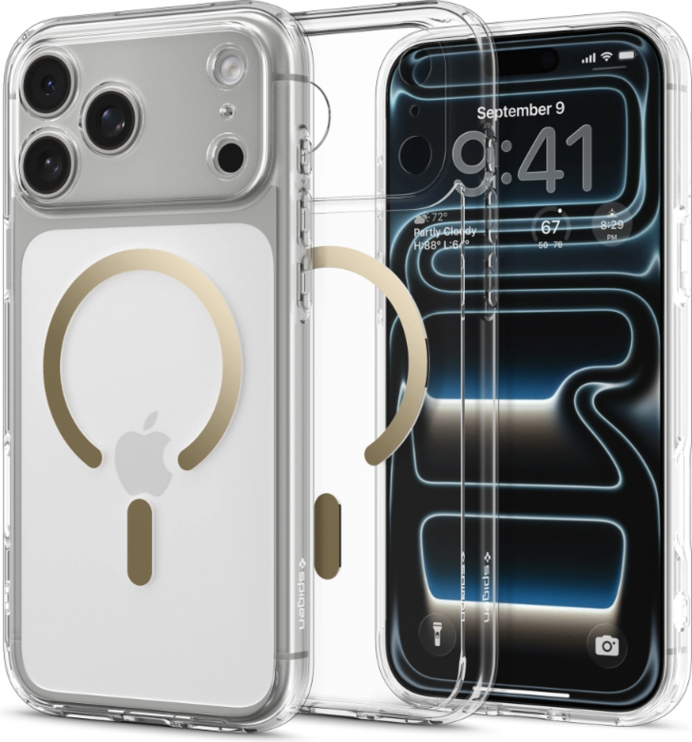 Θήκη iPhone 17 Pro Spigen Ultra Hybrid MagFit Ανθεκτική Σκληρή με MagSafe - Clear / Gold (ACS10348)