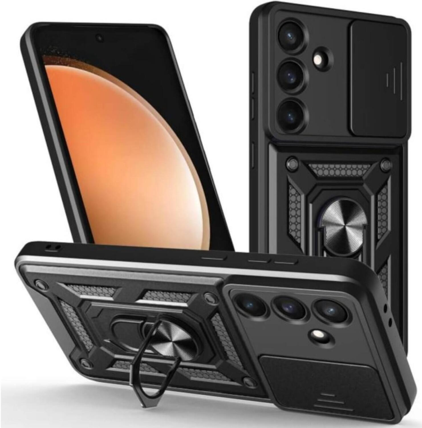 Θήκη Samsung Galaxy S25 FE Bodycell Armor Slide Ανθεκτική με Κάλυμμα για την Κάμερα & Μεταλλικό Ring Holder - Black (5206015084263)