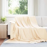 vidaXL Κουβέρτα Κρεμ 270 x 240 cm Μαλλί