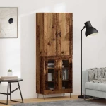 vidaXL Highboard 2 pcs Παλιό ξύλο Μηχανική ξυλεία και γυαλί