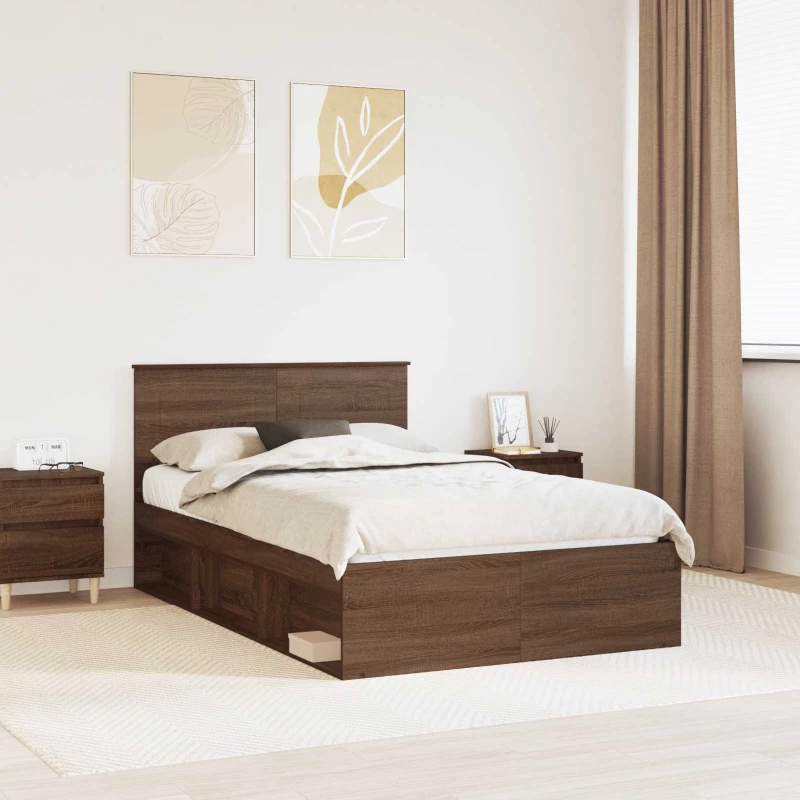 vidaXL Σκελετός Κρεβατιού Καφέ δρυς 120 x 200 cm Επεξεργασμένο ξύλο